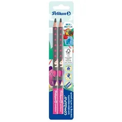 Pelikan Combino Schreiblern- Bleistifte B pink mit Tiermotiv, 2 St.