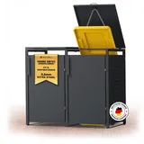 MUVELL Mülltonnenbox 2er 240l & 120l Müllbox - aus 0,8 mm feuerverzinkten Metall - Eisenglimmer DB 703 Premiumfarbe Mülltonnenboxen - korrosions...