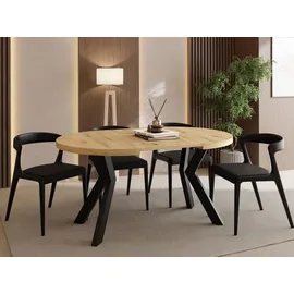 WFL GROUP Runder Esstisch 80 x 77 x 80 cm braun