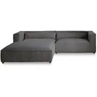 Lisa Design ELA, 4-Sitzer Ecksofa links, aus Cordsamt, zeitgenössischer Stil , Dunkelgrau - Dunkelgrau