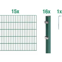 GAH Alberts Doppelstabmattenzaun Komplettset 16 Matten 0,8 x 30 m grün