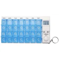 Cisixin 7 Tage Digitale Pillendose mit Alarm,Tablettenbox mit 28 Fächern(Blau)