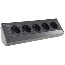 ChiliTec 5-fach Steckdosenblock, anthrazit 250V~/ 16A, Aufbaumontage