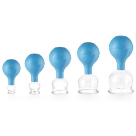 pulox Schröpfgläser Set aus Echtglas 5 Stück. diverse Größen Blau
