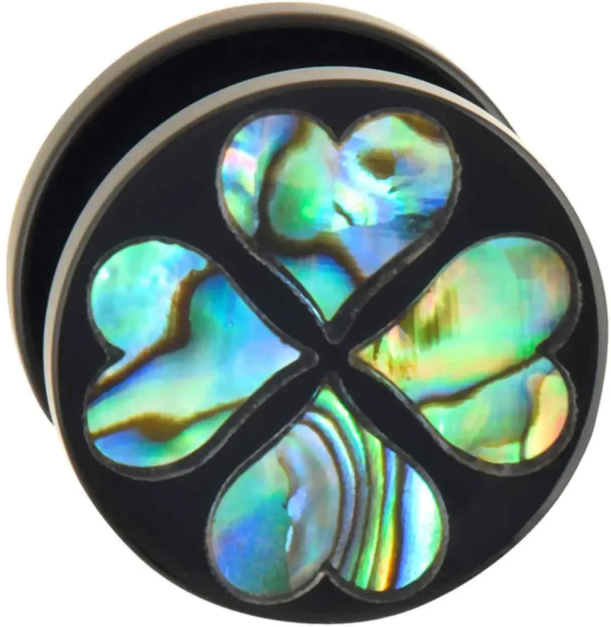 Acryl Plug mit Abalone-Muschel VIER HERZEN