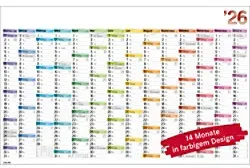 Bühner Jahreskalender B4 2027 Querformat Weiß Deutsch 106,4 x 66,6 cm