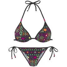 Buffalo Triangel-Bikini Damen schwarz bedruckt Gr.38 Cup C/D