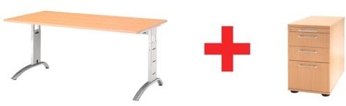 Möbel-Set »Otto Office Line II« 2-teilig, Schreibtisch mit C-Fuß braun, OTTO Office Premium