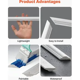 Vevor Wandform-set, 3er-pack, 78,99/80,01/60,96/90,93cm Stuckleisten aus Lackierbarem Polystyrol, Wandleiste, Zierleiste für Wände, Friesleisten ...