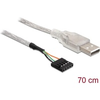 DeLock USB 2.0 USB-A Stecker, Pfostenstecker 5pol. 0.70m Silber