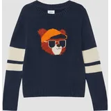 s.Oliver Strickpullover mit Kontraststreifen und Plüsch-Intarsien - blau - 128/134