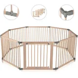 Baby Vivo Laufgitter aus Holz 8 Elemente - individuell verstellbar - PREMIUM in Grau