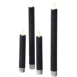 MARELIDA LED Stabkerzen Flamme Echtwachs - flackernde warmweiße LED - Timer schwarz