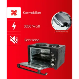 Zilan Minibackofen | 28 Liter | Kleiner Backofen | Mini Oven | 3200 W | 100-230°C