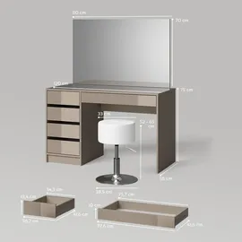 livinity® Schminktisch Imola, 120 cm mit Hocker Greige
