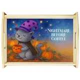 Mr. & Mrs. Panda Tablett Kater Kaffee Design, sofatablett, Weiß, betttablett, Magie, tablett a, Echtholz lasiert, (Packung, 1-tlg) weiß