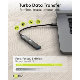 goobay Slim 4-Port USB-Hub, USB-A auf USB-A, USB 3.2 - USB-A-Stecker (USB 3.2) > 1x USB-A-Buchse (USB 3.2), 3x USB-A-Buchse (USB 2.0)