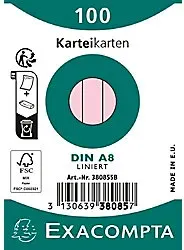 Exacompta Karteikarten 38085SB DIN A8 Rosa 5,5 x 7,4 x 2,3 cm 48 Stück