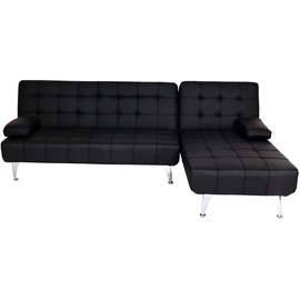 Mendler Schlafsofa HWC-K22, Couch Ecksofa Sofa, Liegefläche links/rechts Schlaffunktion 236cm ~ Kunstleder schwarz