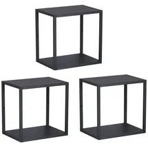 [en.casa] Nostened Wandregal 3 tlg. 40 x 40 x 10 cm Schwarz