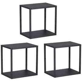 [en.casa] Nostened Wandregal 3 tlg. 40 x 40 x 10 cm Schwarz