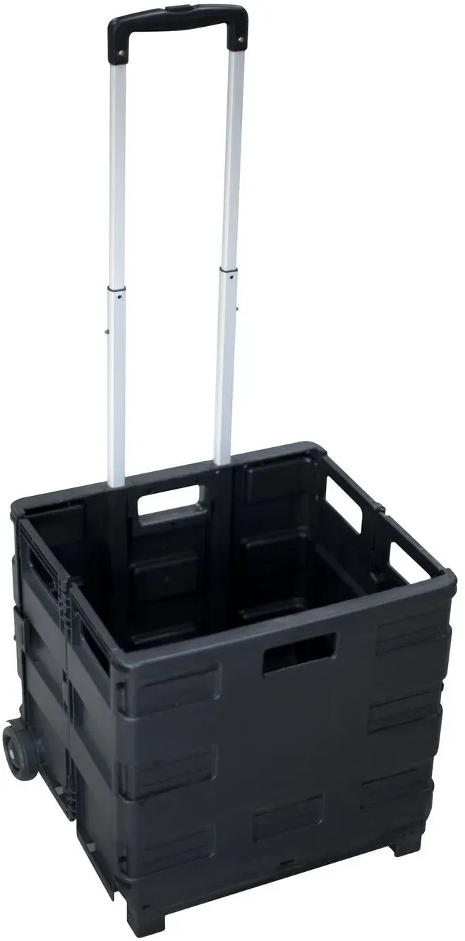 Klappbarer Einkaufstrolley large, mit Leichtlaufrädern, bis 30 kg, schwarz