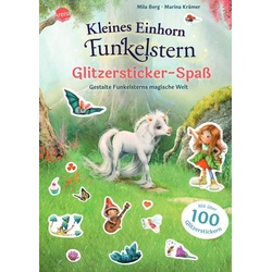 Kleines Einhorn Funkelstern. Glitzersticker-Spaß. Gestalte Funkelsterns magische Welt