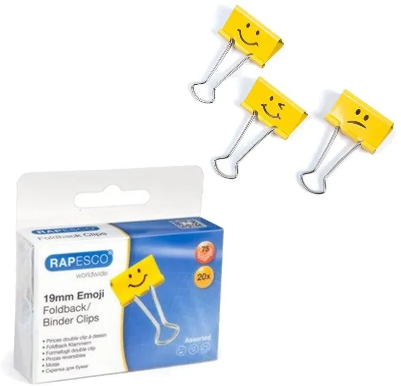 RAPESCO Foldback-Klammer, (B)19 mm, gelb, Emoji