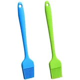 Silikonpinsel Küche, 2 Stück Silikon Pinsel für Backen, BPA-Freies Silikon Pinsel, Backpinsel Silikon, 20 cm BBQ Pinsel Backen für Grillen Gebäck Rühren Backen Kochen(Blau + Grün)