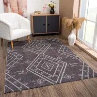 Carpet City APRIL-2291-GREY-200X290 Teppich Drinnen Bodenmatte Rechteck Polyester, grau,