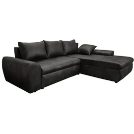 luma-home Eckcouch Leder 2-Sitzer Schwarz