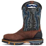 DJFOG Herren-Western-Cowboystiefel aus Leder mit quadratischer Zehenpartie, mittelhoher, lässiger Arbeitsstiefel, bestickter Country-Stiefel aus Leder, Moderne, traditionell bestickte,Braun,46 EU - 46 EU