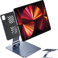 llano Faltbarer Magnetisch Ständer iPad Pro Ständer verstellbare Tablet-Halterung 360° Drehbar Verstellbar Aluminium Tablet Holder für iPad Pro 12.9'' 3./4./5./6. Generation