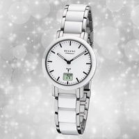 Armband-Uhr Funk Metall weiß silber FR-264 Damen Uhr Regent Funkuhr URFR264