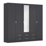 Rauch Kleiderschrank RAUCH "Schrank Garderobe Wäscheschrank GAMMA in 3 Breiten", grau (graumetallic), B:226cm H:210cm T:54cm, Holzwerkstoff, Schränke, Kleiderschrank, viel Stauraum mit 6 Schubladen, mit Spiegel TOPSELLER MADE IN GERMANY, Topseller