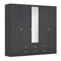 Rauch Kleiderschrank RAUCH "Schrank Garderobe Wäscheschrank GAMMA in 3 Breiten", grau (graumetallic), B:226cm H:210cm T:54cm, Holzwerkstoff, Schränke, Kleiderschrank, viel Stauraum mit 6 Schubladen, mit Spiegel TOPSELLER MADE IN GERMANY, Topseller