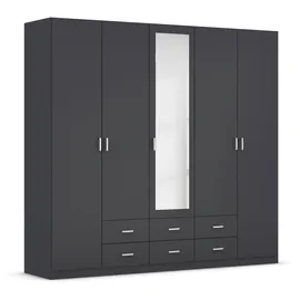 Rauch Kleiderschrank RAUCH "Schrank Garderobe Wäscheschrank GAMMA in 3 Breiten", grau (graumetallic), B:226cm H:210cm T:54cm, Holzwerkstoff, Schränke, Kleiderschrank, viel Stauraum mit 6 Schubladen, mit Spiegel TOPSELLER MADE IN GERMANY, Topseller
