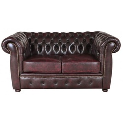 Zweisitzer-Sofa Chesterfield Liverpool aus echtem Rindsleder New Red