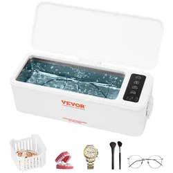 VEVOR Ultraschallreiniger Ultraschall Edelstahl-Reinigungsgerät 15-20 W, 470 mL Ultraschallreinigungsgerät mit Digitaler Anzeige, Weiß Vier Verfügbare Modelle für Schmuck, Brillen, Uhren usw.
