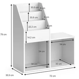 Vicco Kinderbücherregal Luigi 72 x 79 cm Spanplatte weiß