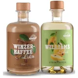 Winzer Kaffeelikör und Williams Likör  je 0,5 Liter in der Apothekerflasche