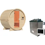 Karibu Saunahaus Fasssauna 1 - 42 mm 9 kW Ofen inkl. Steuergerät