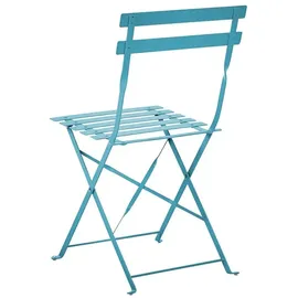 Beliani Balkonset Seeblau Stahl 3-teilig Tisch mit 2 Stühlen Zusammenklappbar Modern Französicher Stil Terrasse Garten Outdoor Ausstattung