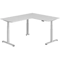 Bümö Eckschreibtisch Grau, Silber, Nachbildung, Rechteckig, 160x74x200 cm, FSC