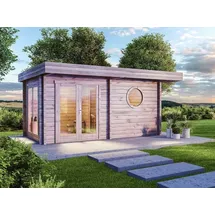 FinnTherm Saunahaus Enns-70, 70 mm Wandstärke, (508 x 354 cm) - Naturbelassen