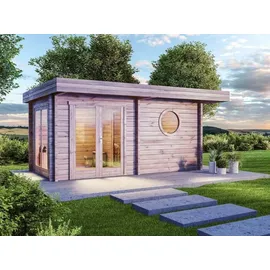 FinnTherm Saunahaus Enns-70, 70 mm Wandstärke, (508 x 354 cm) - Naturbelassen