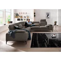 Ecksofa W.SCHILLIG "valentinoo" Sofas Gr. B/H/T: 318cm x 83cm x 298cm, Chenille-Flachgewebe R66, langer Schenkel links, mit Sitztiefenverstellung, braun (brown r66) mit Sitztiefenverstellung, Breite 318 cm