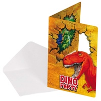 Folat 61860 Einladungen-Set * DINOSAURIER * mit 6 Einladungskarten