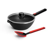 WOLL MADE IN GERMANY Wok Logic XR, Aluminiumguss, Ø 24, inkl. Deckel und Wok-Wender, Induktion schwarz