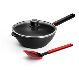 WOLL MADE IN GERMANY Wok Logic XR, Aluminiumguss, Ø 24, inkl. Deckel und Wok-Wender, Induktion schwarz